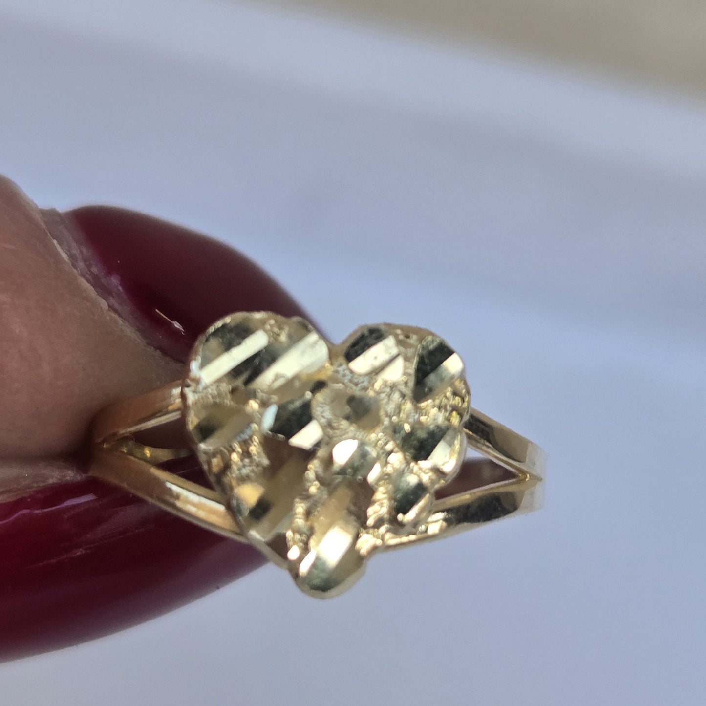 Real 10k yellow Gold Heart Nugget Ring