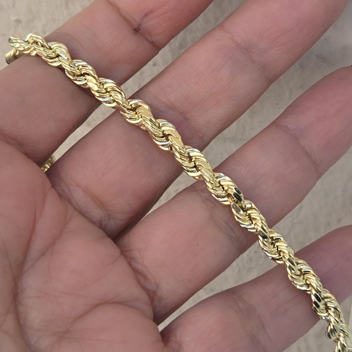 Real 10k gold 5 Mm Rope Bracelet 8 Inches Long