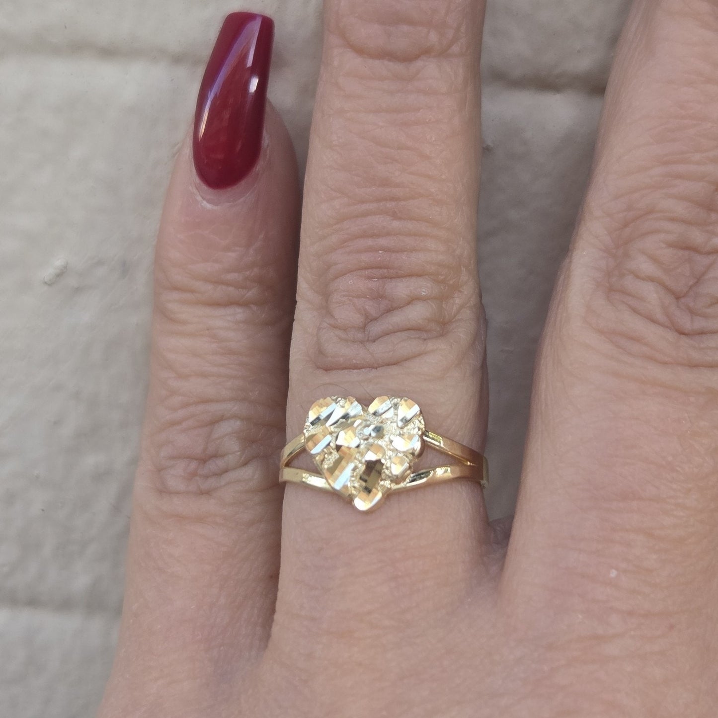 Real 10k yellow Gold Heart Nugget Ring