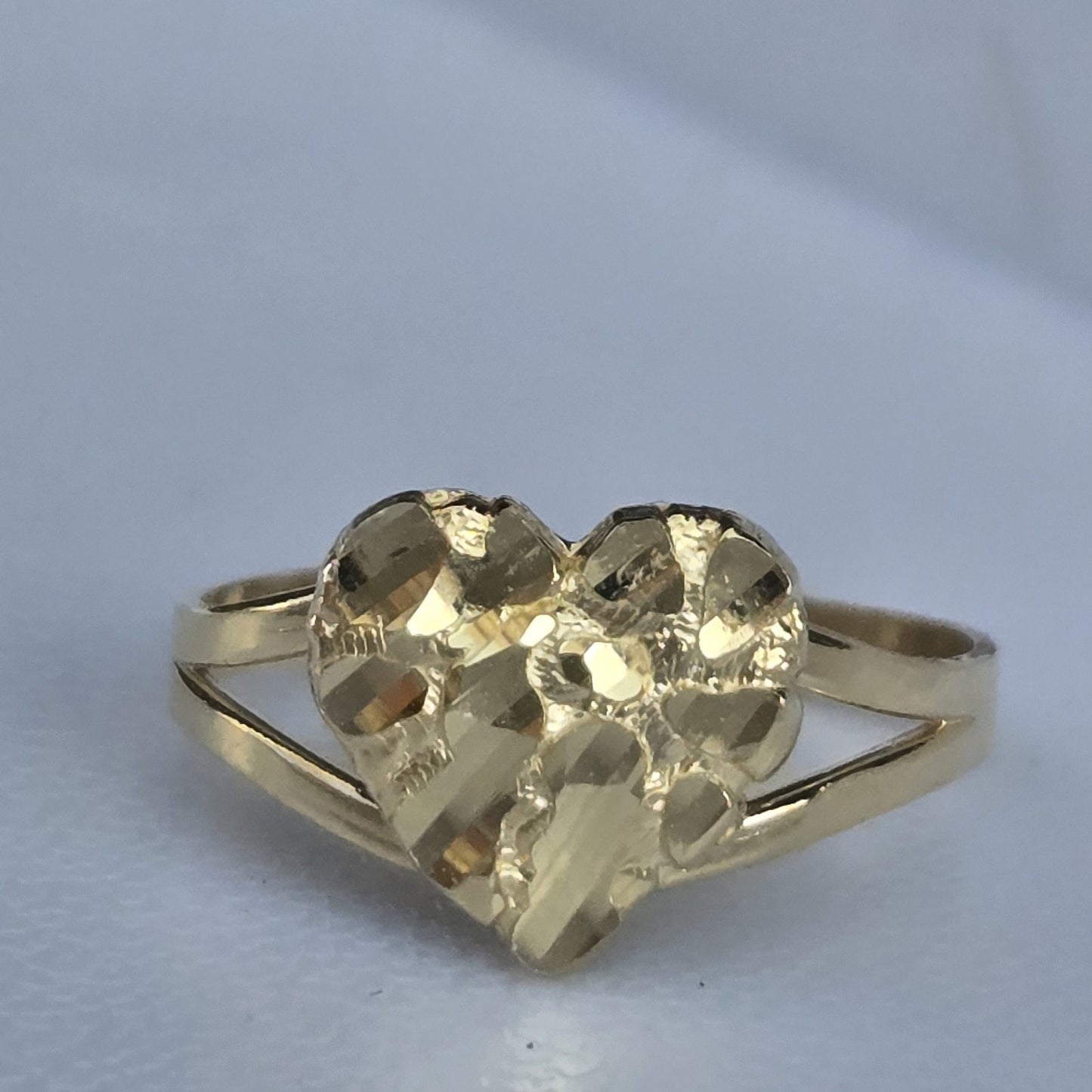 Real 10k yellow Gold Heart Nugget Ring