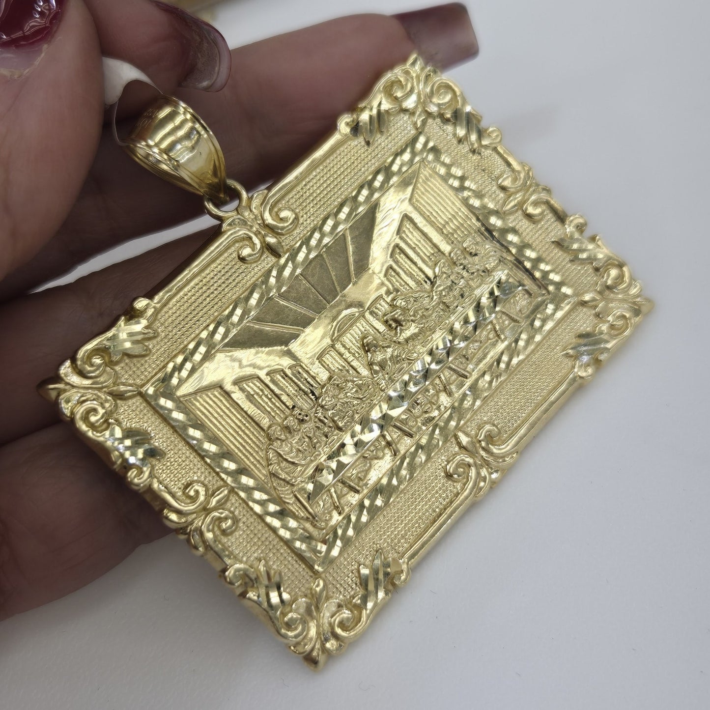 Big 10k yellow white Gold last supper Pendant charm