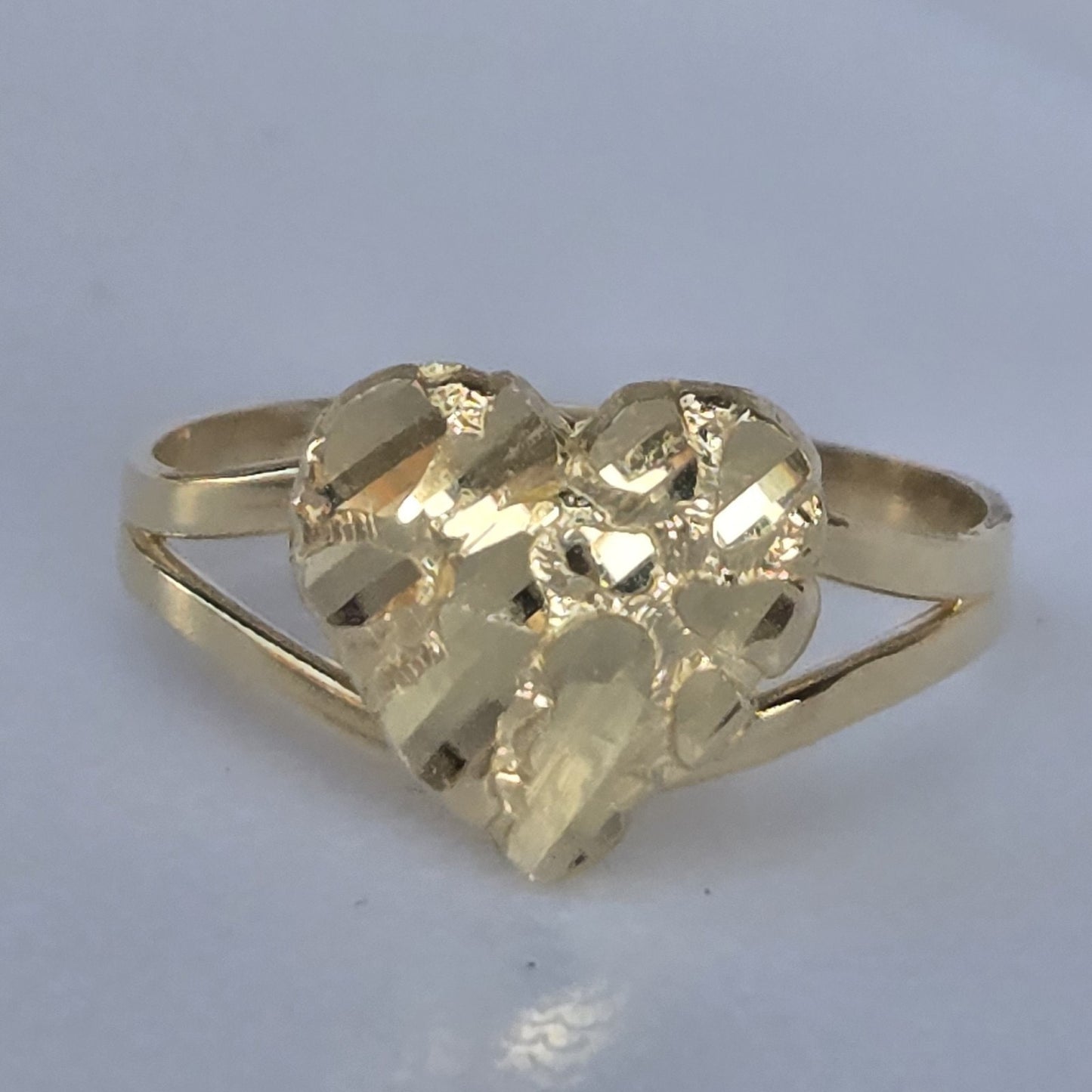 Real 10k yellow Gold Heart Nugget Ring