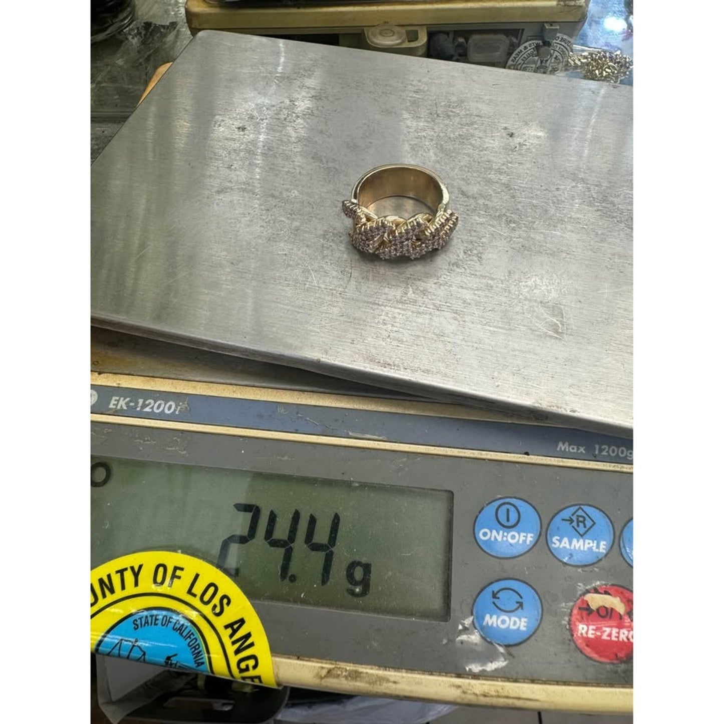 14k Miami Cuban Ring Natural Diamond