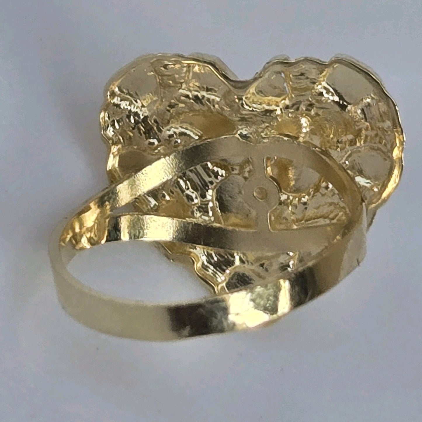 Real 10k yellow Gold Big Heart Nugget Ring