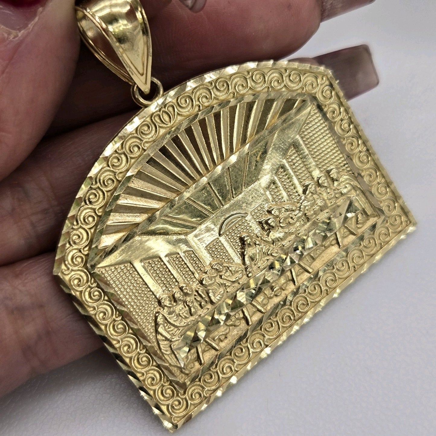 Solid 10k yellow Gold Last Supper Pendant charm
