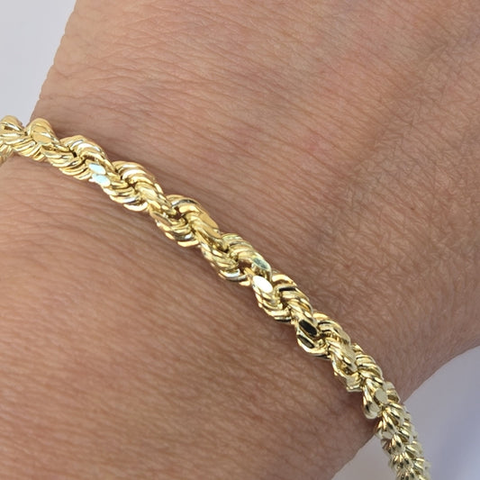 Real 10k gold 5 Mm Rope Bracelet 8 Inches Long