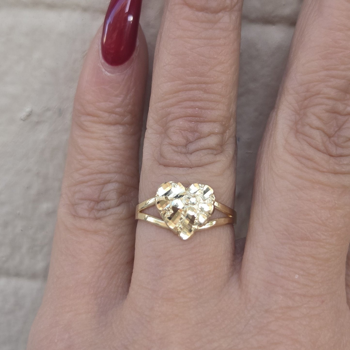 Real 10k yellow Gold Heart Nugget Ring