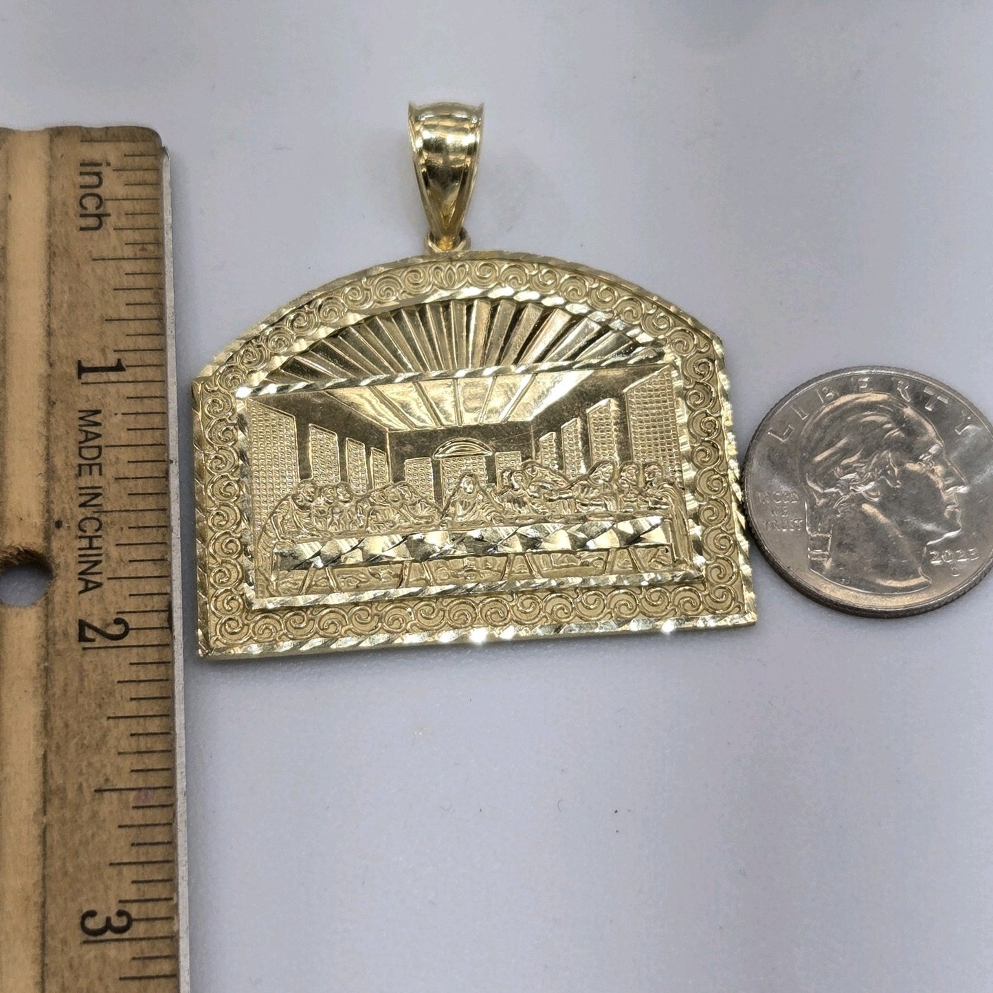 Solid 10k yellow Gold Last Supper Pendant charm
