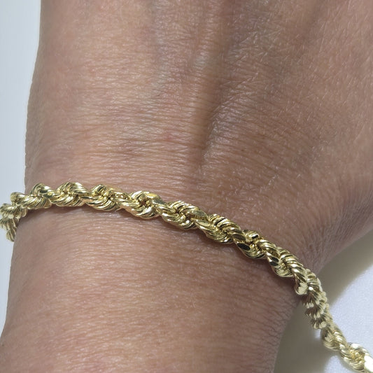 Real 10k gold 4 Mm Rope Bracelet 8.5 Inches Long