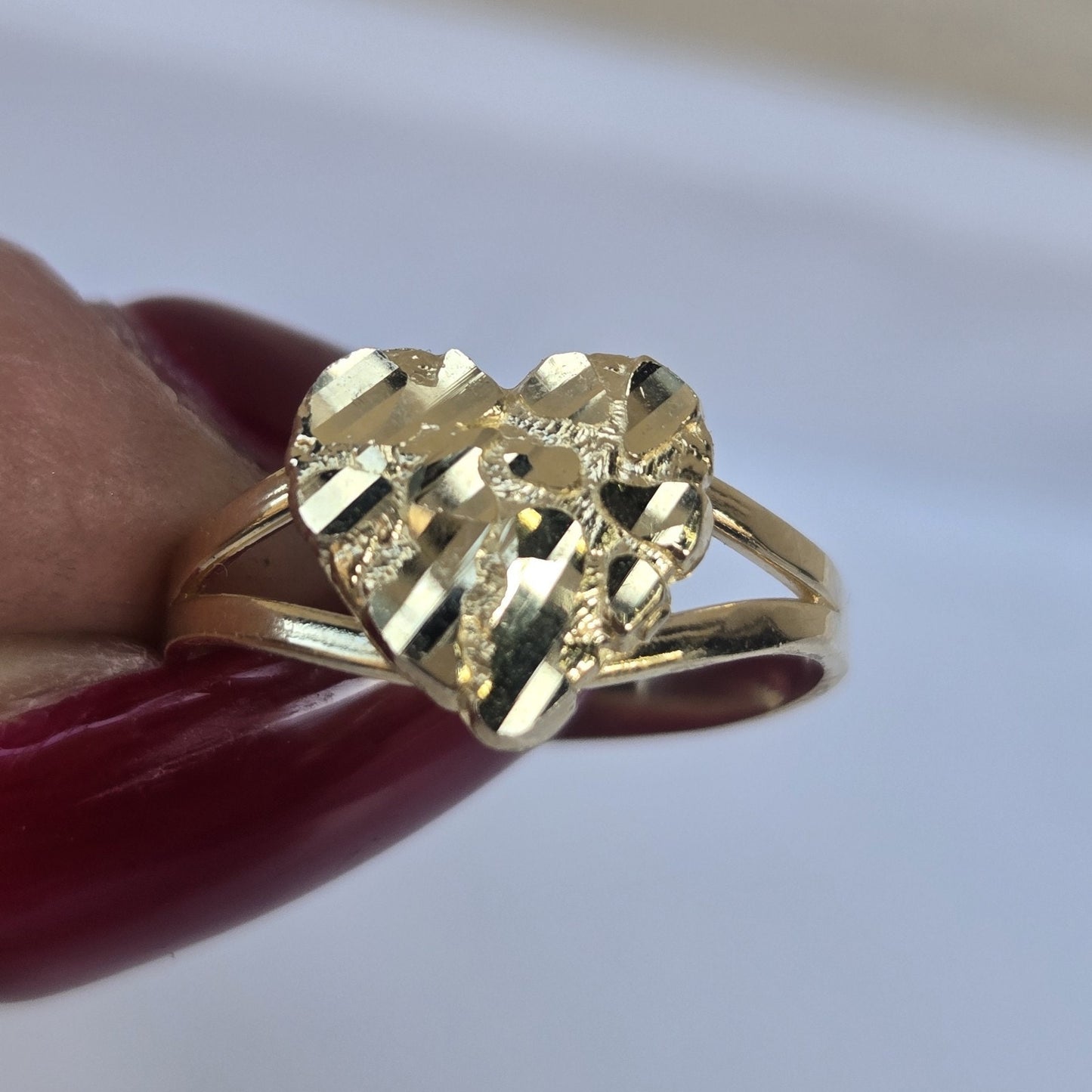 Real 10k yellow Gold Heart Nugget Ring