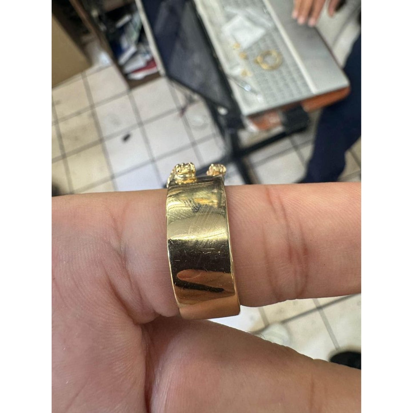 14k Miami Cuban Ring Natural Diamond