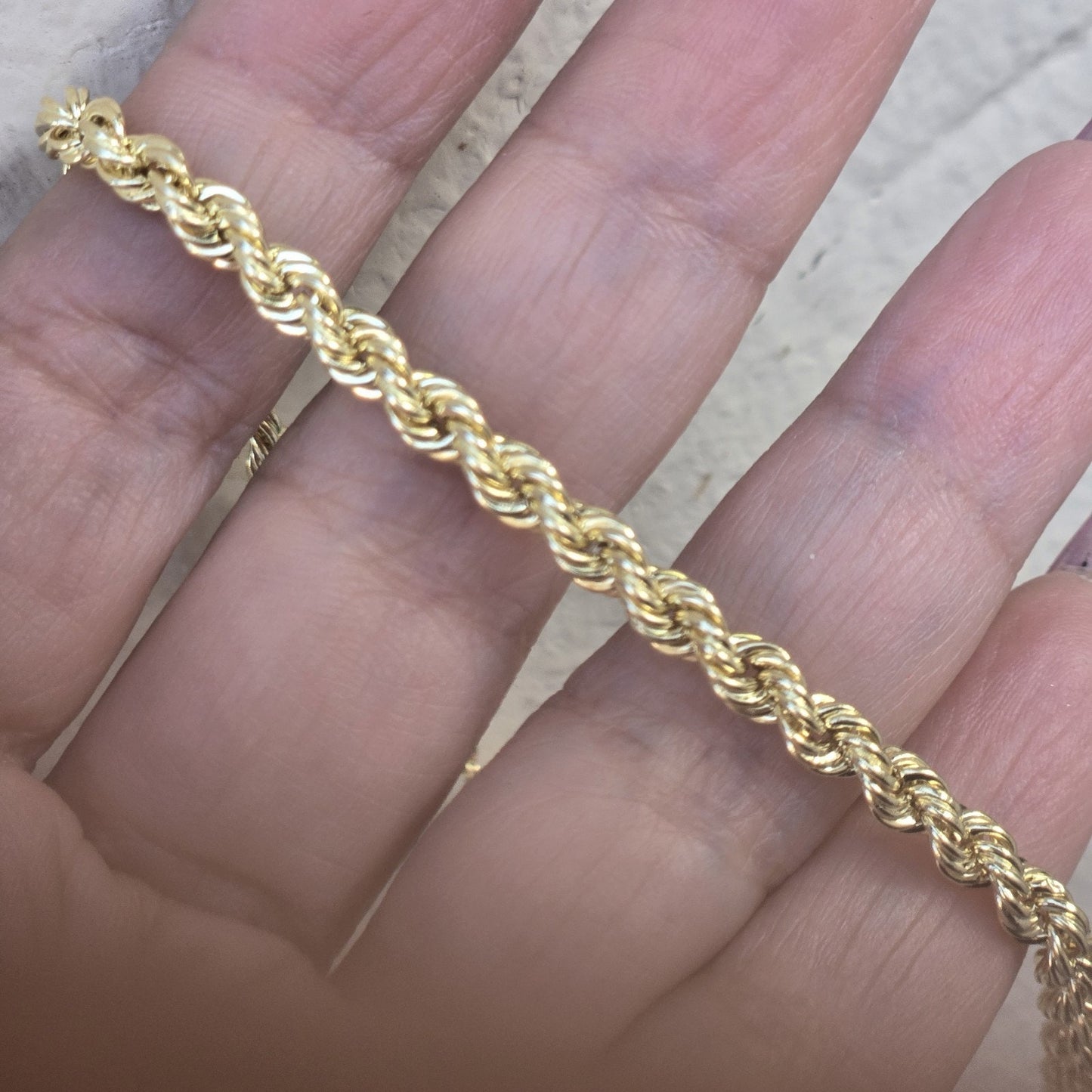 Real 10k gold 4 Mm Rope Bracelet 8.5 Inches Long