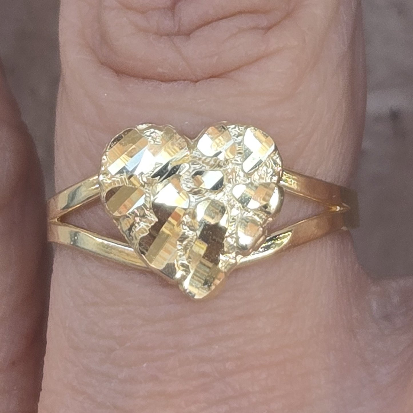 Real 10k yellow Gold Heart Nugget Ring
