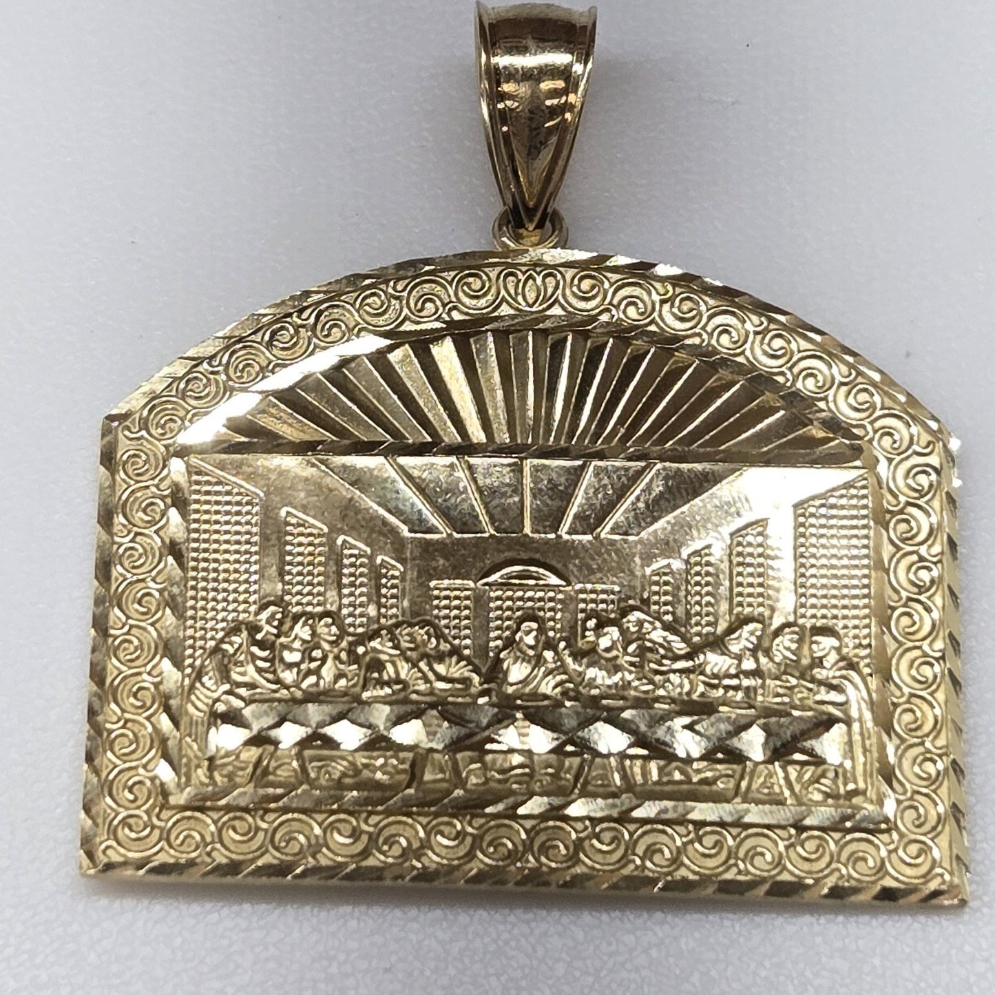 Solid 10k yellow Gold Last Supper Pendant charm