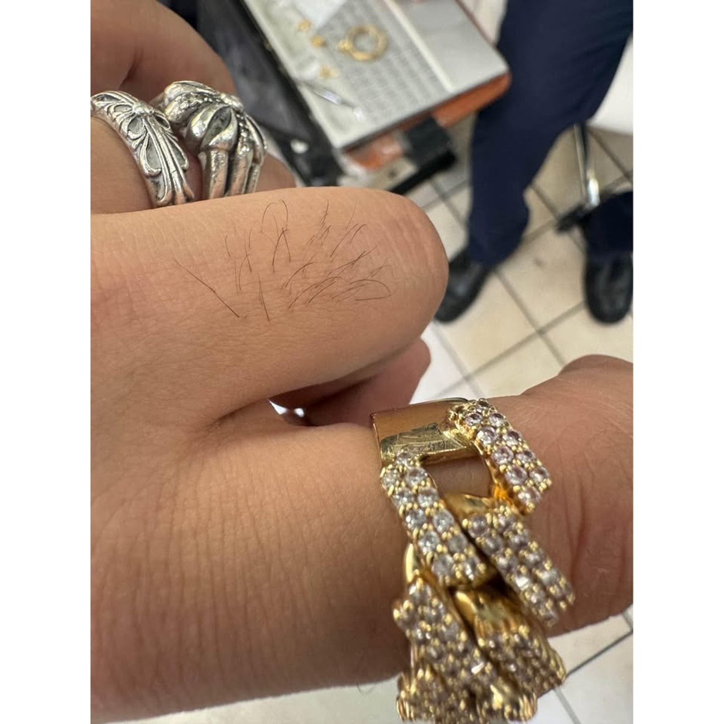14k Miami Cuban Ring Natural Diamond