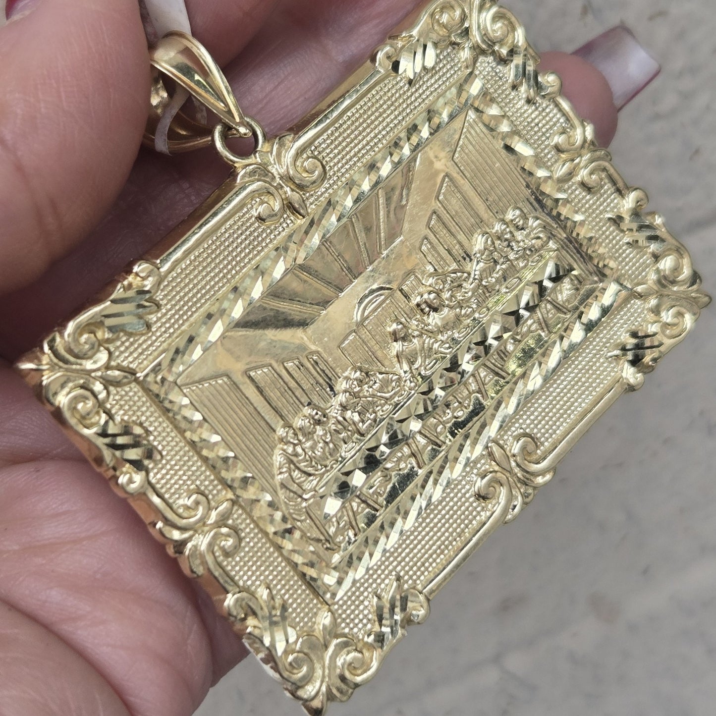 Big 10k yellow white Gold last supper Pendant charm