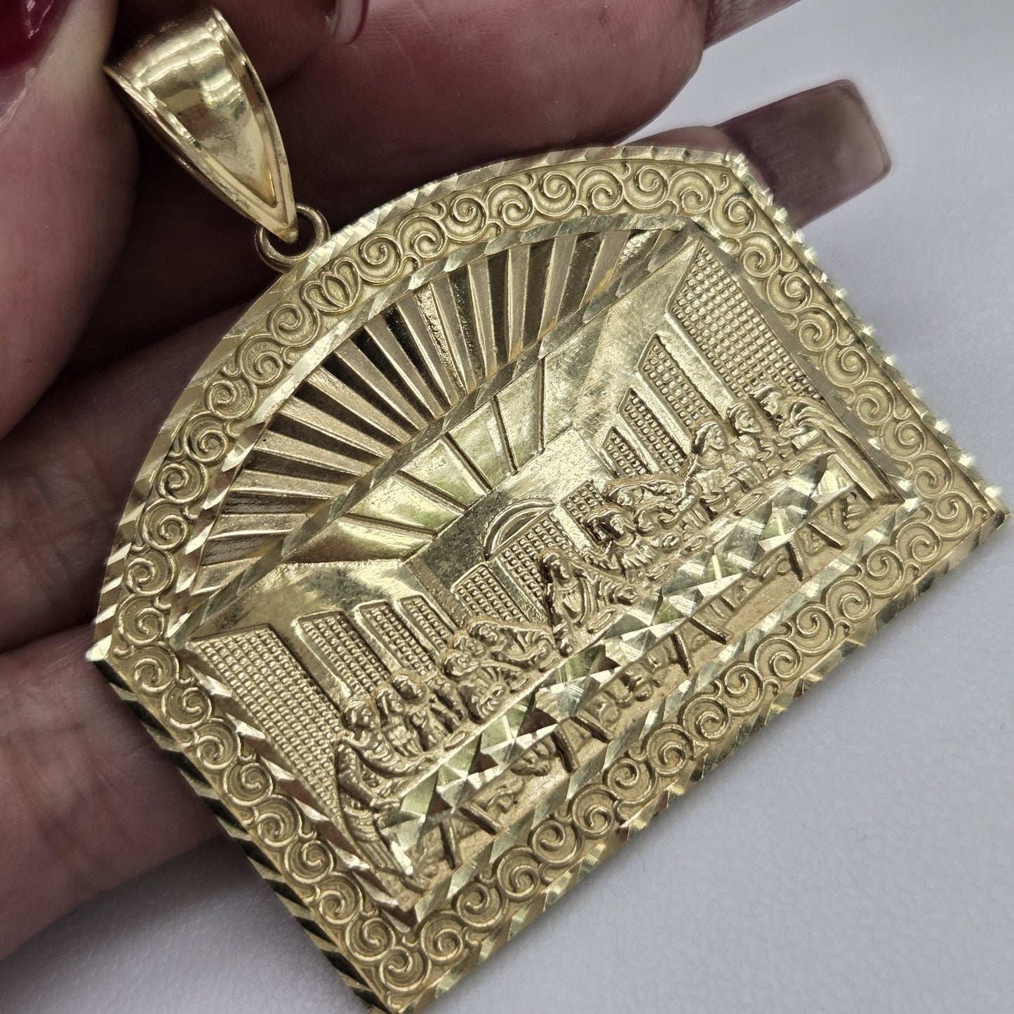 Solid 10k yellow Gold Last Supper Pendant charm