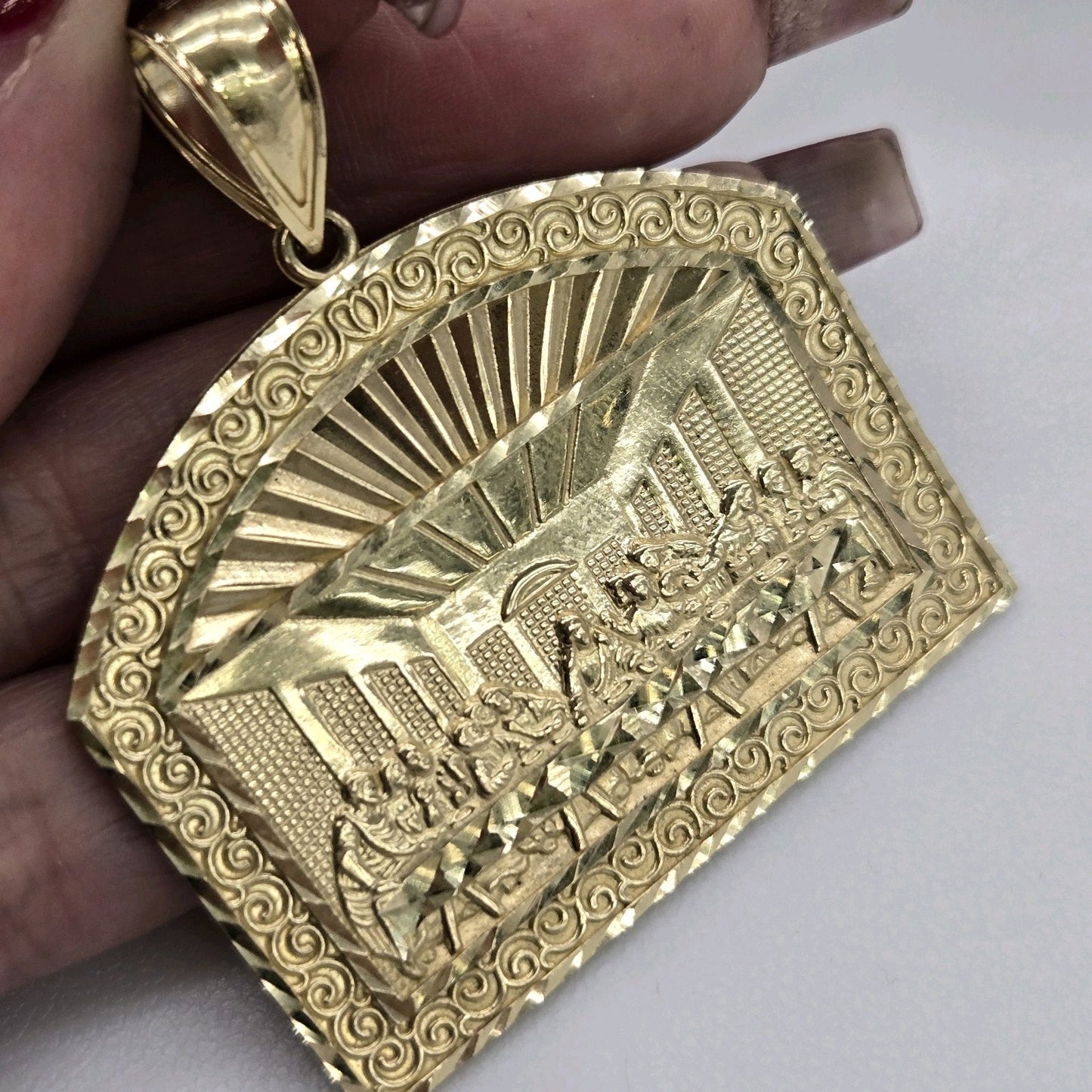 Solid 10k yellow Gold Last Supper Pendant charm
