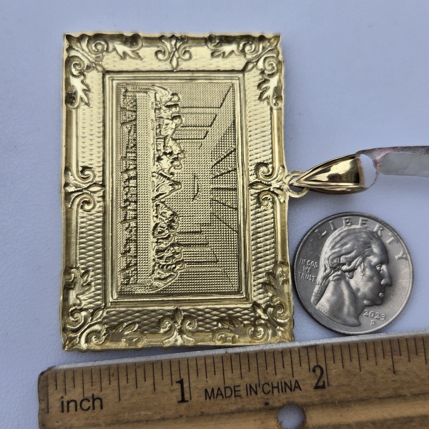 Big 10k yellow white Gold last supper Pendant charm