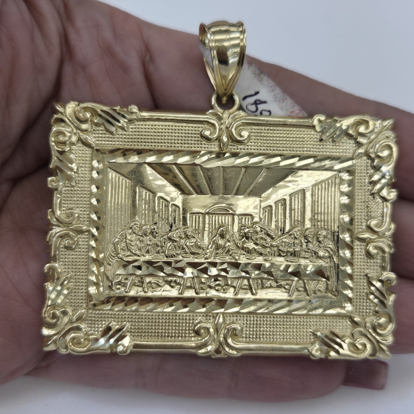 Big 10k yellow white Gold last supper Pendant charm