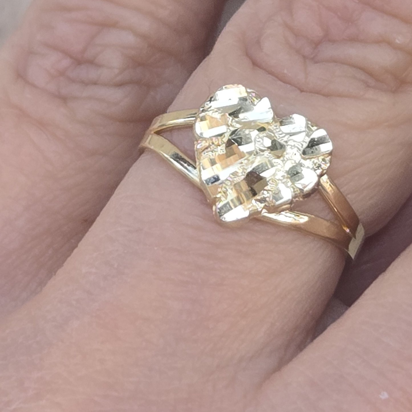 Real 10k yellow Gold Heart Nugget Ring