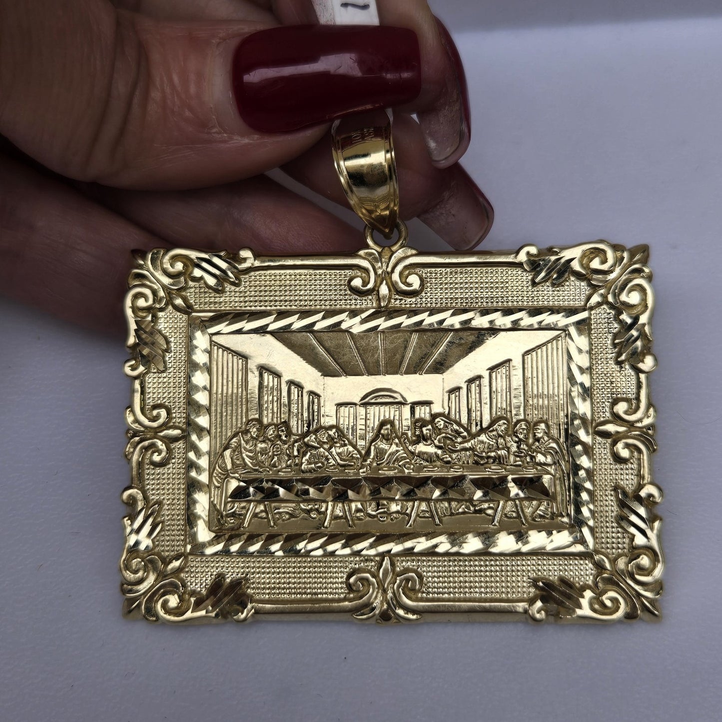 Big 10k yellow white Gold last supper Pendant charm
