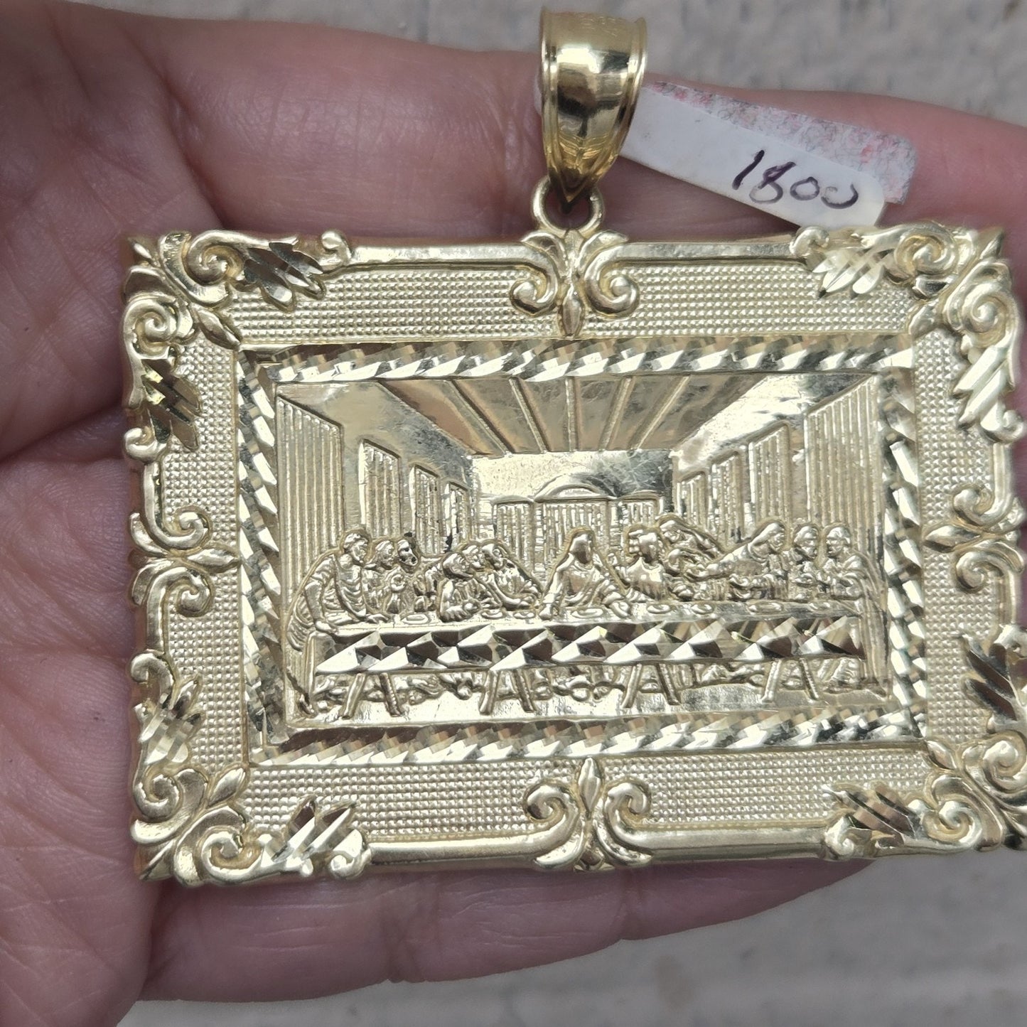 Big 10k yellow white Gold last supper Pendant charm