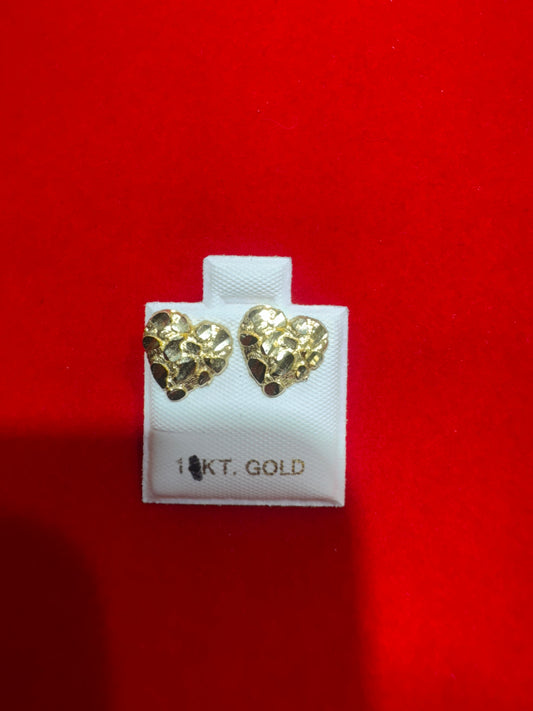 10k Heart Nugget Earrings