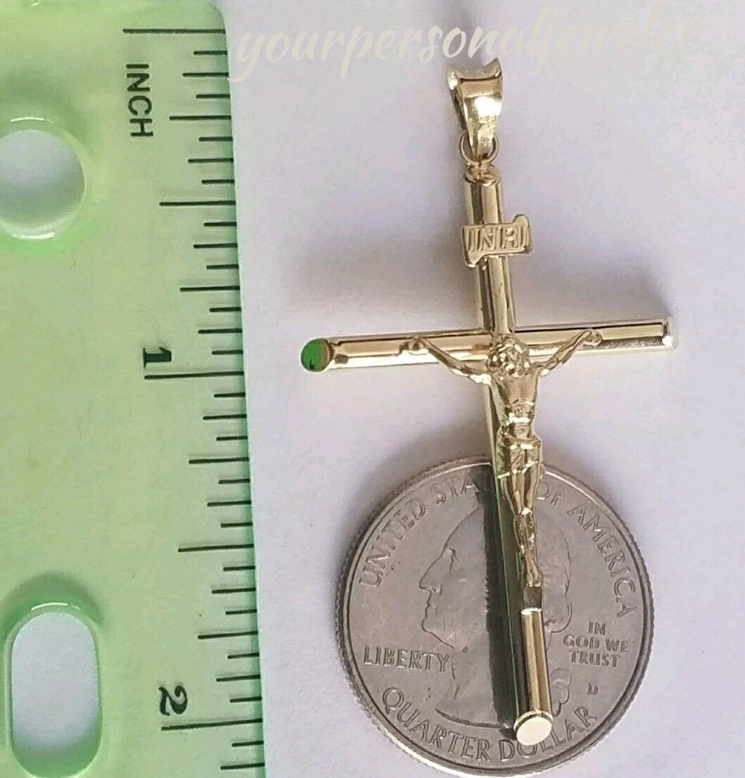 2 Inch 14k Yellow Gold Jesus Crucifix Cross Pendant – INRI – Made In Italy