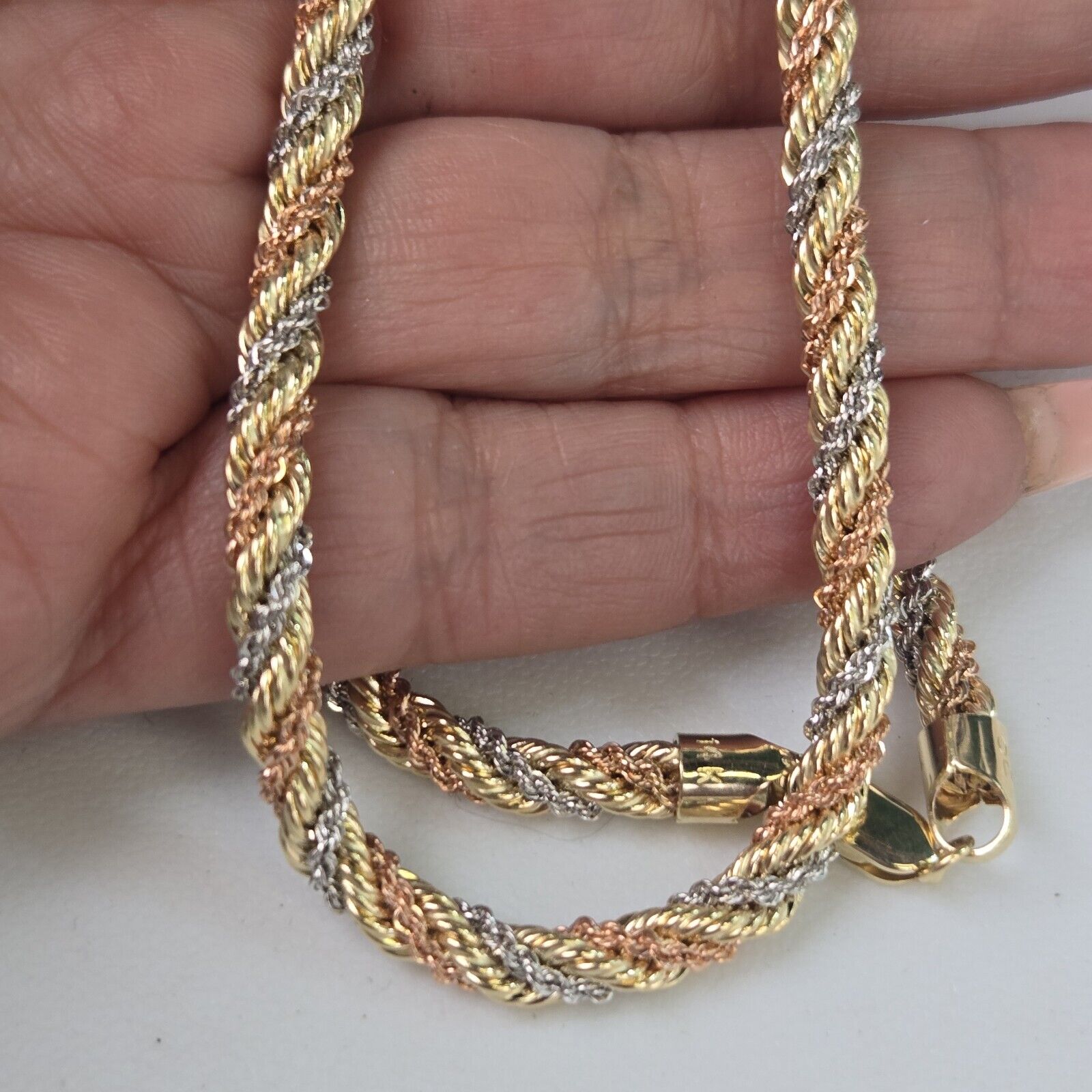 14k Rope Chain 22 In 14k gold rope chain 22 inches long 5 mm Tri Color – Love Jewels