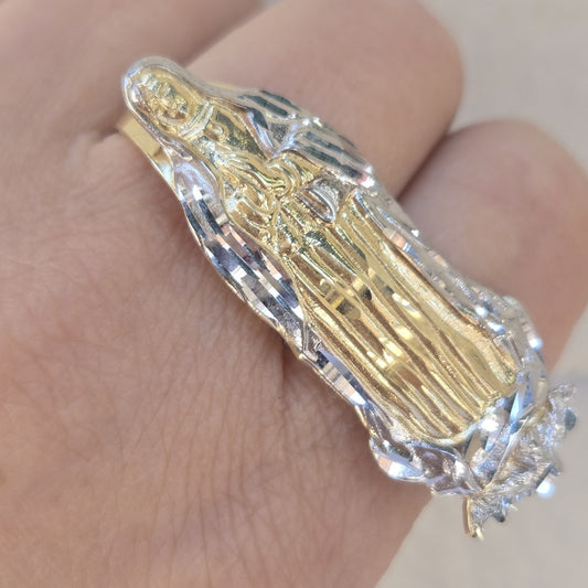 14k yellow Gold Virgin Mary Two finger Ring