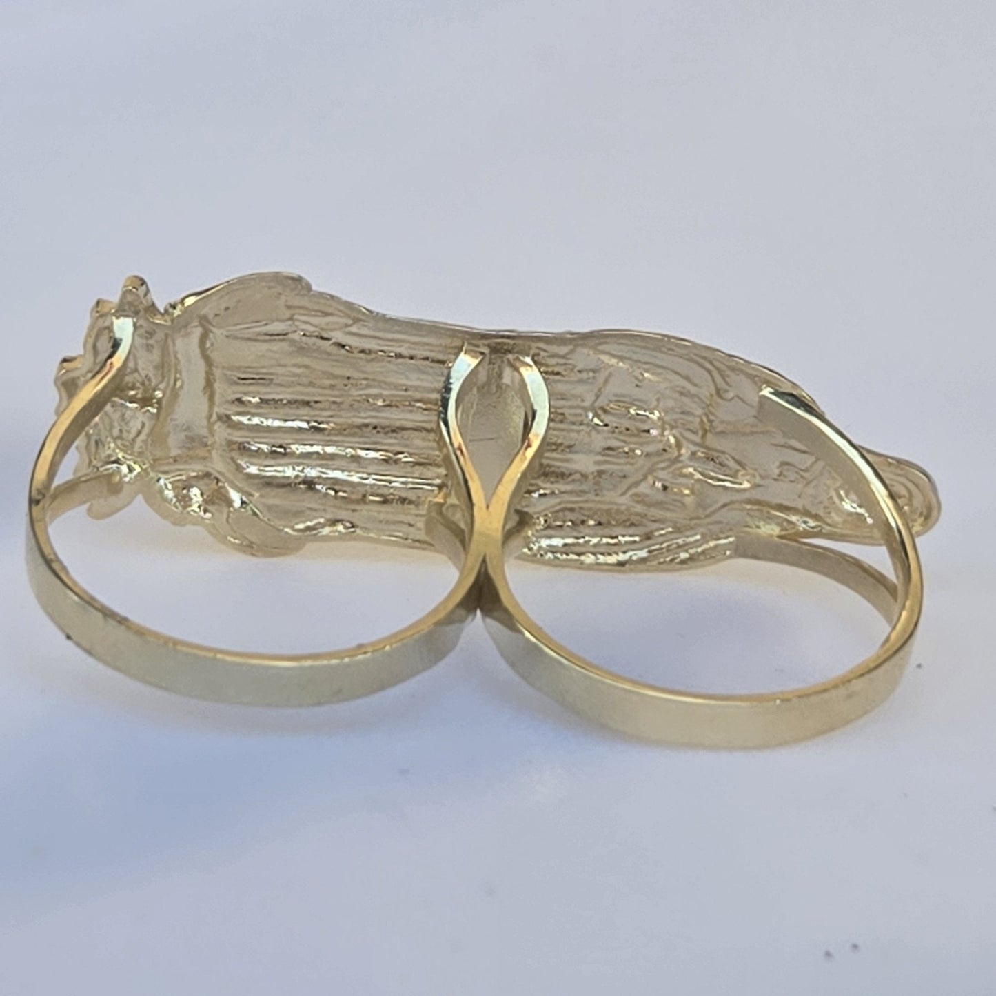 14k yellow Gold Virgin Mary Two finger Ring