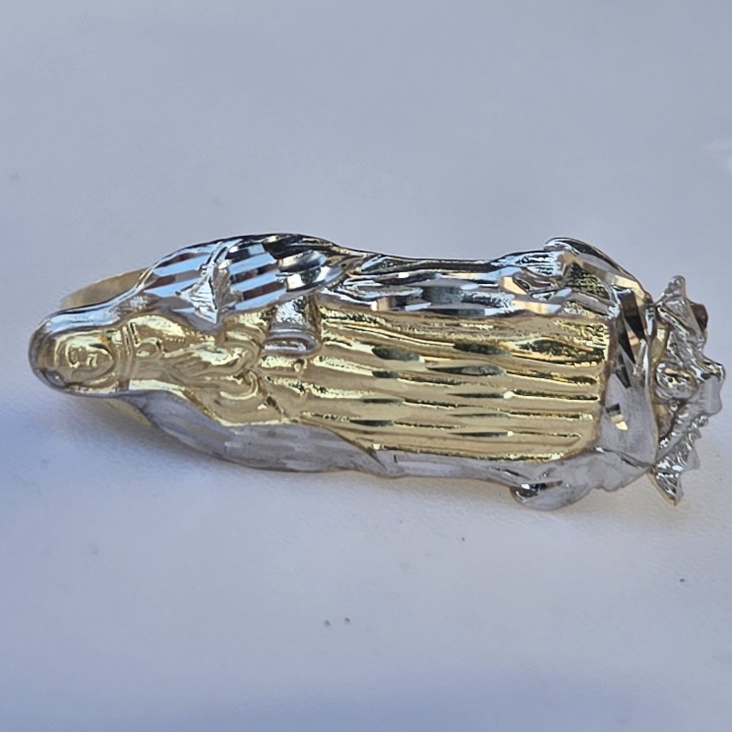 14k yellow Gold Virgin Mary Two finger Ring