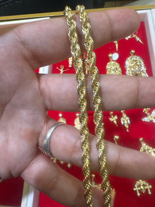 14k Yellow Gold 26 inch Rope Chain