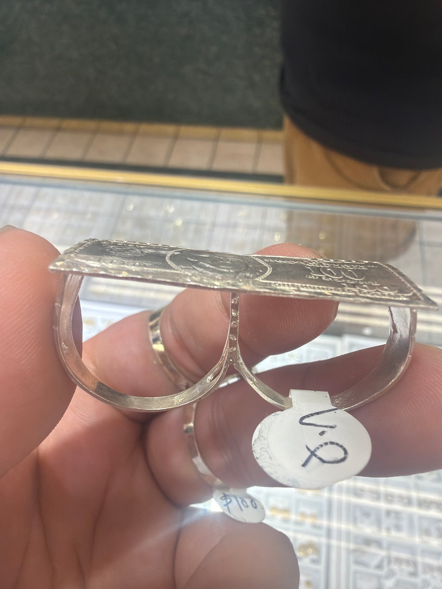 925 Real Silver Double Finger Hundred Dollar Ring