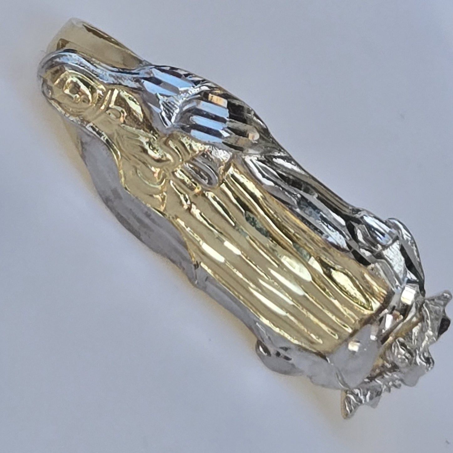 14k yellow Gold Virgin Mary Two finger Ring