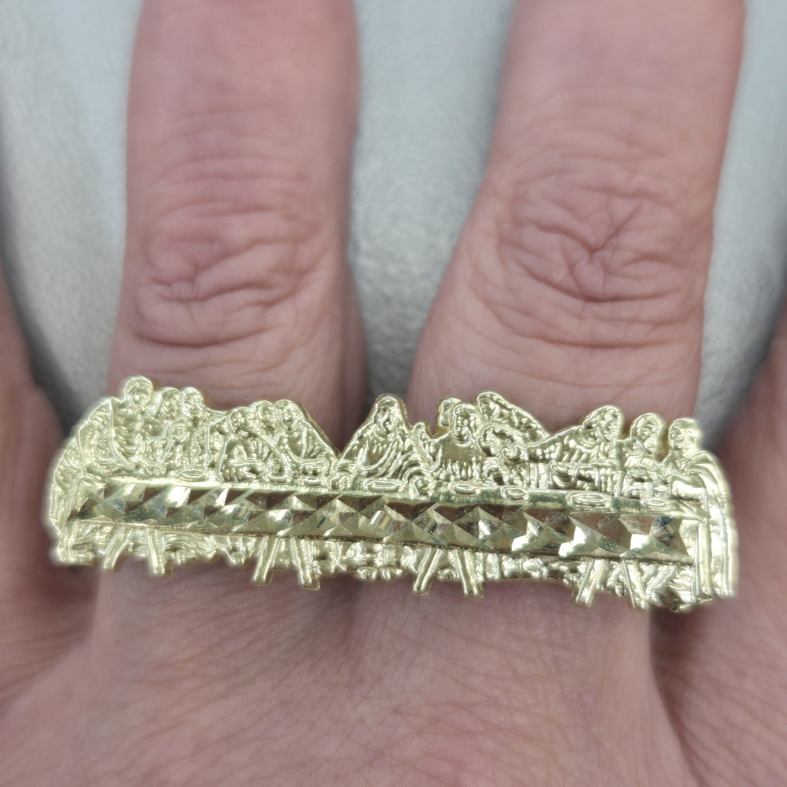 Finger Knuckle Rings 10k yellow Gold Last Supper double 2 finger knuckle Ring – Love Jewels